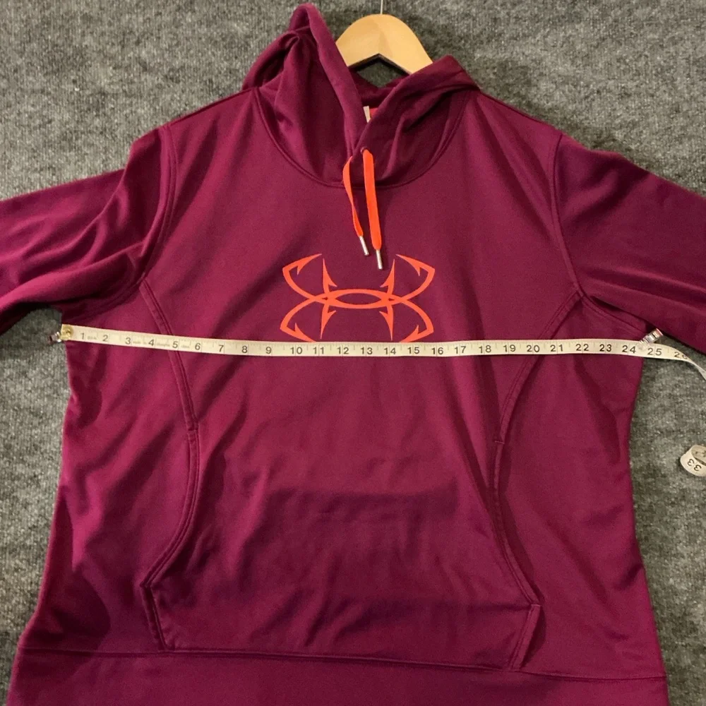 Under Armour Women's Burgundy Hoodie with Orange Emblem - Picture 7 of 8
